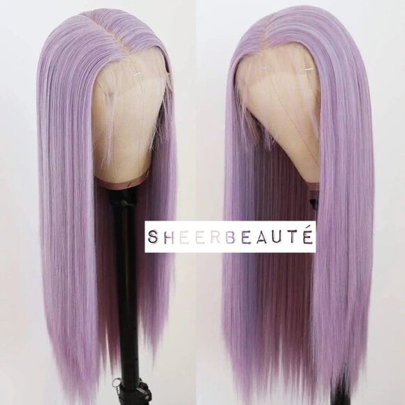 Purple Long Straight Middle Part Wig - Picture 4 of 5